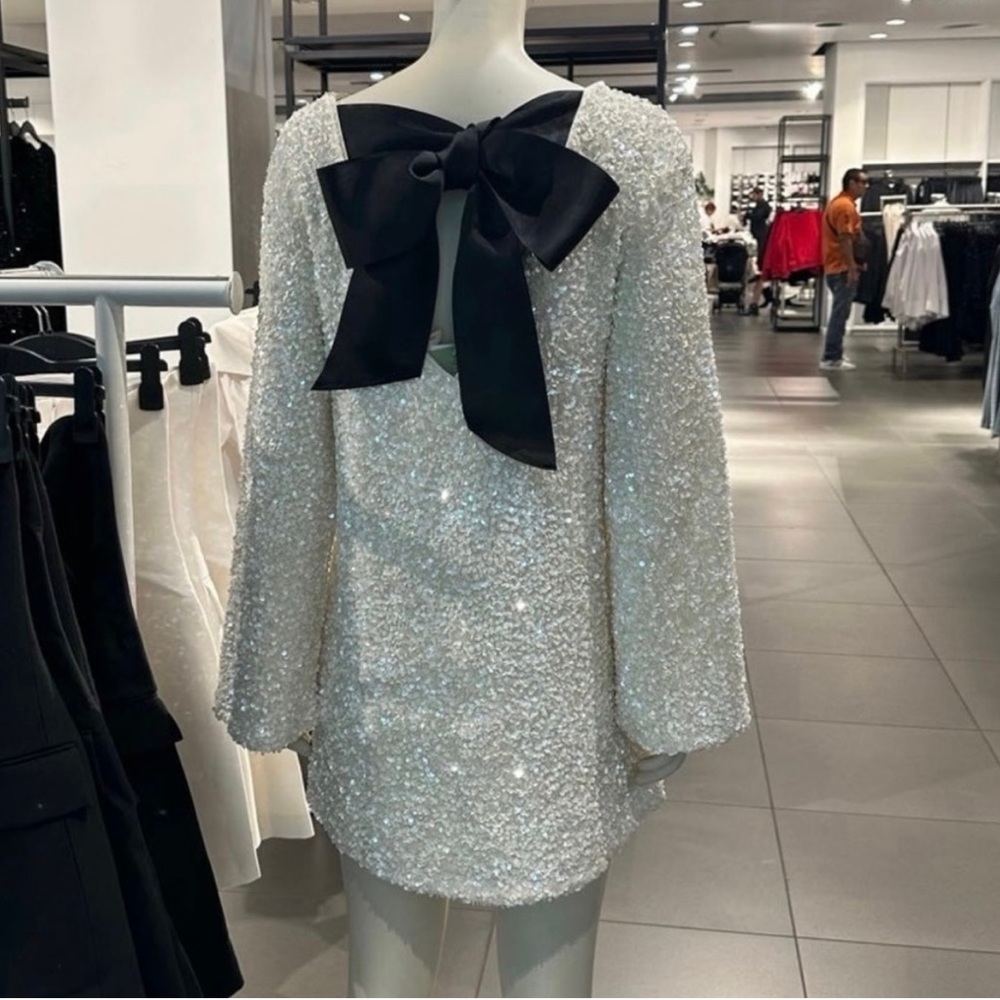 HM White Sequin Bow Dress SOLD OUT EVERYWHERE